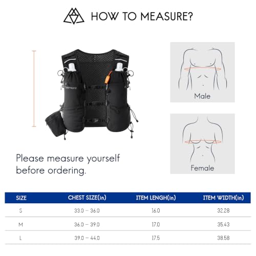 Haimont 8L Trail Running Hydration Vest with Soft Flasks - color: Black, size: Large