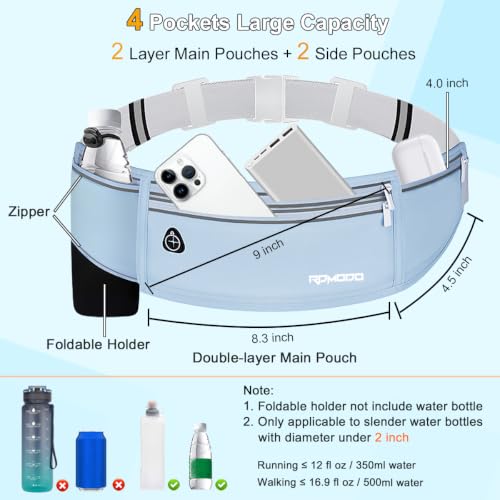 Water Resistant Fanny Pack for Men Women with Bottle Holder, Blue - color: 08-Baby Blue