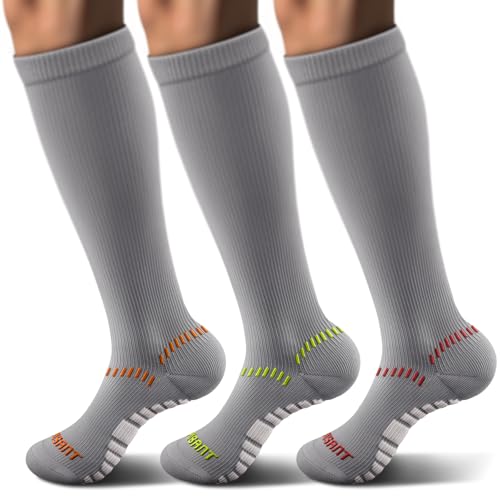 KEMISANT Women Cushioned Compression Knee High Sports Recovery Socks 3Pack - color: 3pairs-gray8305, size: Small-Medium