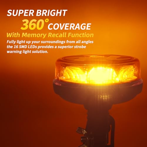 Amber LED Rotating Beacon Light, Flashing Warning Lights 12-24V - size: Beacon Lights+T Shape