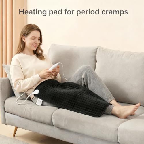 Extra Large Heating Pad for Back Pain Relief - 20"x40" Full Body Heating Pad with 9 Heat Settings, 4 Timers & Auto Shut Off - Moist/Dry Heat Therapy for Neck & Shoulder, Gifts for Women Men - color: A.black & White 20x40 "