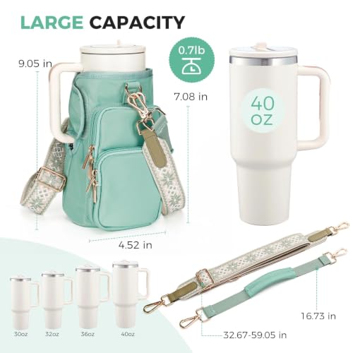Water Bottle Carrier with Strap, Water Bottle Holder for Daily Use - color: Green