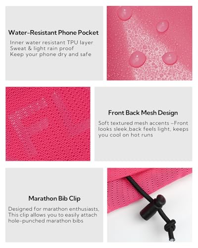 WATERFLY Running Belt Fanny Pack, Runner Race Belt with Bib Clip Pink - color: Pink