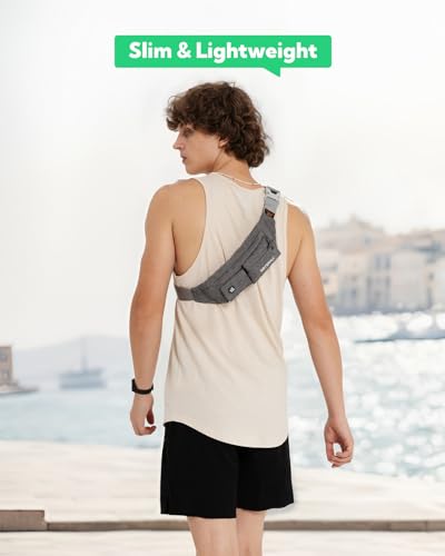 WATERFLY Small Fanny Pack for Women Men, Crossbody Travel Waist Bag, Gray - color: Light Gray