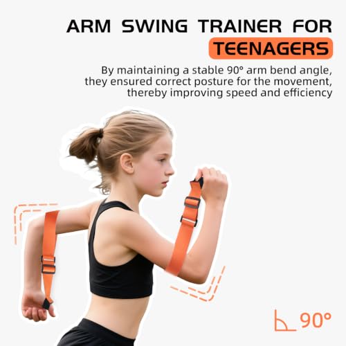 Arm Swing Trainer for Youth, Adjustable Nylon Running Arms position for 90 Degrees - color: Orange