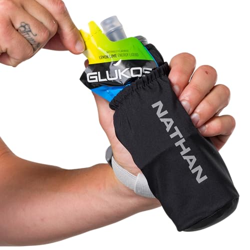 Nathan Pinnacle 14 oz Soft Flask Handheld Water Bottle, BPA-Free with Bite Valve, Black, OSFM - color: Black, style: 14oz