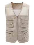 Gihuo Men's Utility Vest Fishing Safari Vest Summer Travel Vest with Pockets - color: Beige 02, size: Small