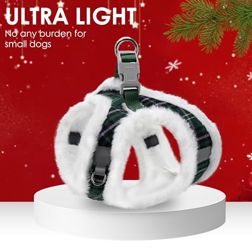 AIITLE Christmas Warm Small Dog Harness and Leash Set, Puppy Vest, Green XS - color: Green, size: XS