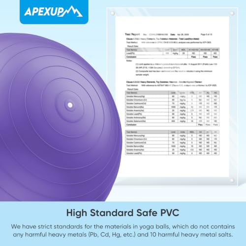 APEXUP Yoga Ball, 660 lbs Anti-Burst Exercise Ball with Pump, 5 Sizes - color: Purple, size: S (15"~18") 45cm