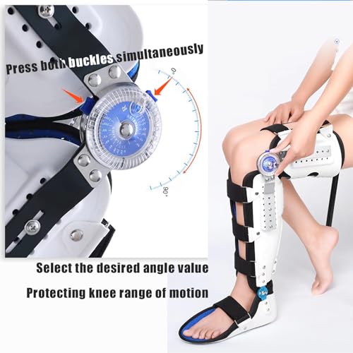 Knee Brace for Post-Op Immobilization & Stabilization, Adjustable Collateral Bars, Widely Used in US Hospitals, Mid-Range ALL (Left feet+knee brace)