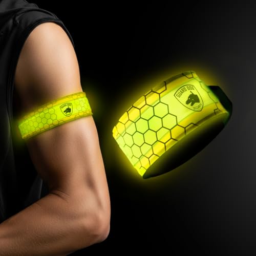 SlapLite Rechargeable LED Armband, Reflective Running Lights for Runners, Reflective Safety Gear Women, Men for Running, Walking, Cycling at Night, High Visibility Arm Band, Fits-All - color: Yellow