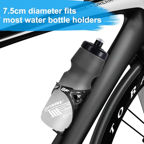 24oz Bike Water Bottle Leakproof Squeeze BPA Free Bicycle Bottles - color: Black/White+Green/Black, size: 2‑Pack