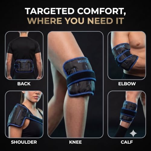 Premium Gel Ice Packs for Injuries Reusable, Flexible Cold Wraps with Straps, Soft Plush & Nylon Sides, Extension Strap, Ice Pack for Knee, Back, Shoulder, Elbow & Calf - Medium - size: Medium - Single Pack