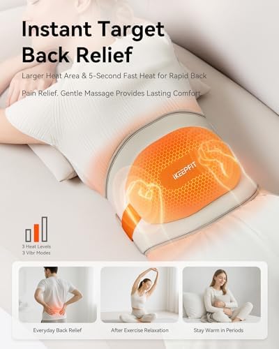 IKEEPFIT Portable Heating Pad for Back Pain Relief, FSA Eligible HSA Gift - color: Beige