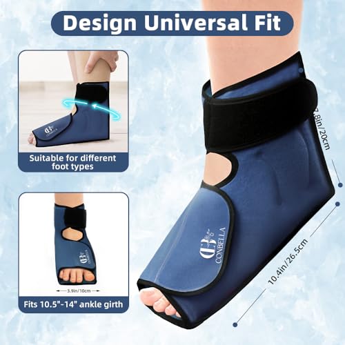 Ankle Ice Pack Wrap for Swelling & Pain Relief, Navy Blue - color: Navy Blue, size: Large
