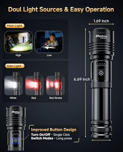 PHIXTON Super Bright Flashlight High Lumen 100000 USB C Rechargeable 2 Pack - size: 2 Pack
