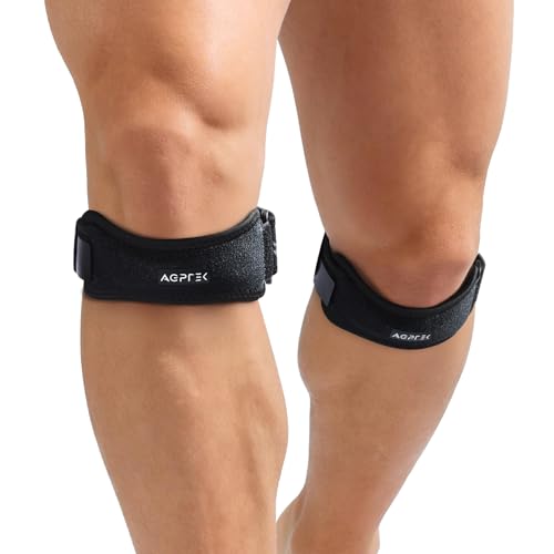 AGPTEK Plus Size Knee Brace for Women & Men, Pain Relief Patella Tendon Knee Strap 2 Pack, Adjustable Knee Support Band for Running Weightlifting Baseball Tennis Volleyball Jogging Bicycle Climbing, 11.02-20.87in - size: Large