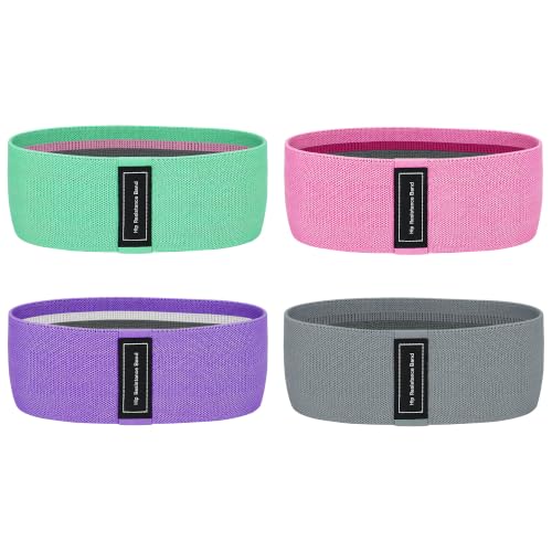 LUWOO Resistance Bands for Working Out, Glute Bands for Women & Men, Fabric Booty Band for Gym, Yoga, Pilates, Leg Training (Green/Pink/Purple/Dark Gray)