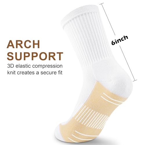 cuangya Women Crew Socks Athletic Cushioned Running Hiking 3-5 Pairs - color: 5 Pairs Spliced Tan, size: 8-10