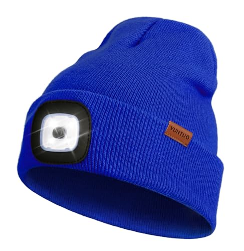 LED Beanie with The Light, Unisex Gifts for Men Dad Husband Him - color: Bright Blue