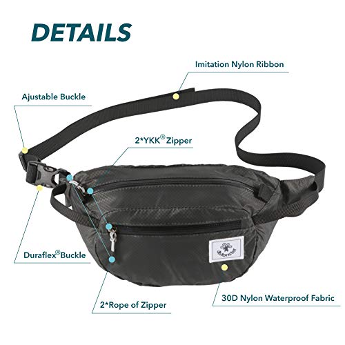 4Monster Hiking Waist Packs Portable,Water Resistant Fanny Bag with Adjustable Strap,Lightweight Crossbody Chest Bag Slim Bag - color: Grey