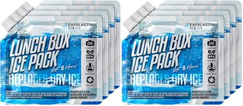Everlasting Ice RX Reusable Ice Packs for Cooler (4 Pack) Up to 48 Hours Freezer Packs for Coolers and Lunch Boxes Cooler Ice Packs for Lunch Box, Camping, Fishing, Beach, Road Trips - size: Medium 7.5" x 6.5" (8 Pack)