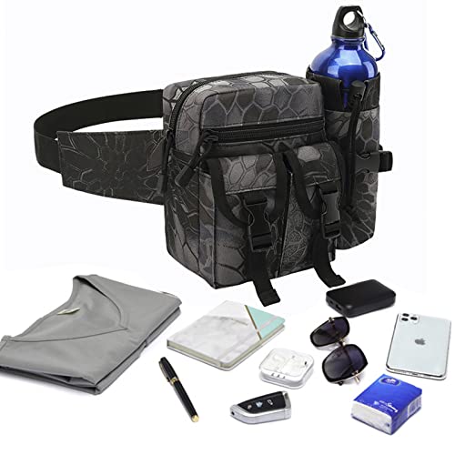 Outdoor Sports Waist Bag Cycling Waist Bag with Bottle Holder Tactic Waist Bag Tactical Fanny Pack for Cycling Running Hiking Fishing Climbing - color: Black Stripe