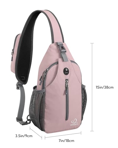 WATERFLY Crossbody Sling Backpack Sling Bag Travel Hiking Daypack - color: Pink