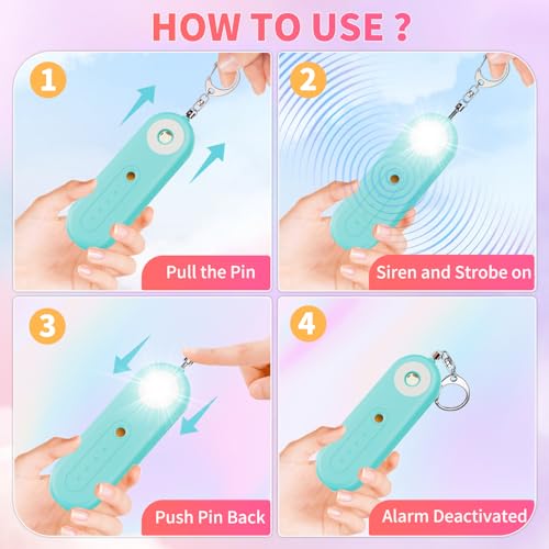 Rechargeable Personal Safety Alarm for Women - 130dB Self Defense Keychain Siren Whistle with SOS Strobe Light, Low Battery Notice - Security Protection Devices for Kids Elderly College Essentials - color: Rechargeable - Aqua