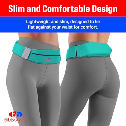 BibBoards Running Belt for Phone, Turquoise, 38-48 in - color: Turquoise, style: 38 Inch