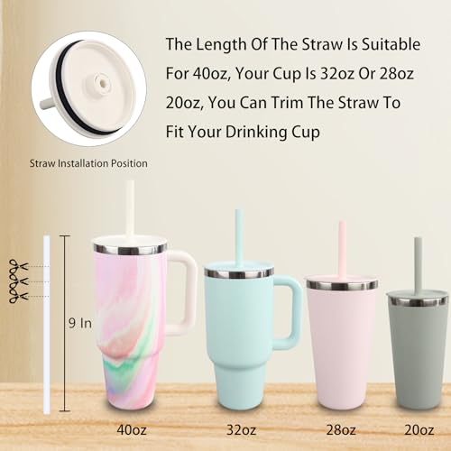 Replacement Straws and Bite Valve for Hydro Flask Around Travel Tumbler 40oz 32oz 28oz 20oz,with 1 Brush (light green) - color: Light Green