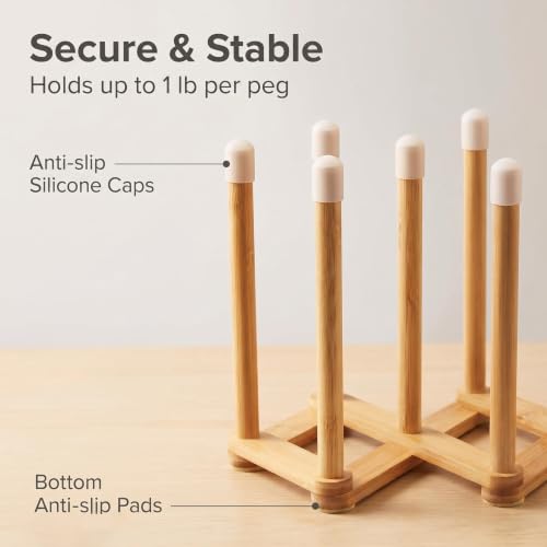 Bamboo Retractable Bottle Drying Rack Cup Dish Drying Racks,Sports Water Bottle and Mug Drainer Stand, Plastic Bag Dryer Rack and Multifunctional Drying Rack for Kitchen Countertop