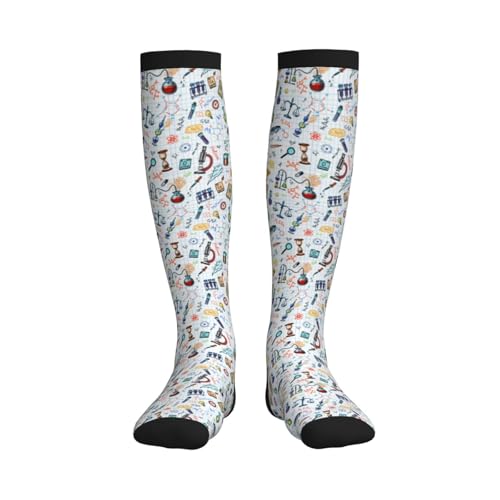 Compression Socks Knee High Support Socks Women Circulation Stockings for Athletic Running Cycling Flying - color: Math