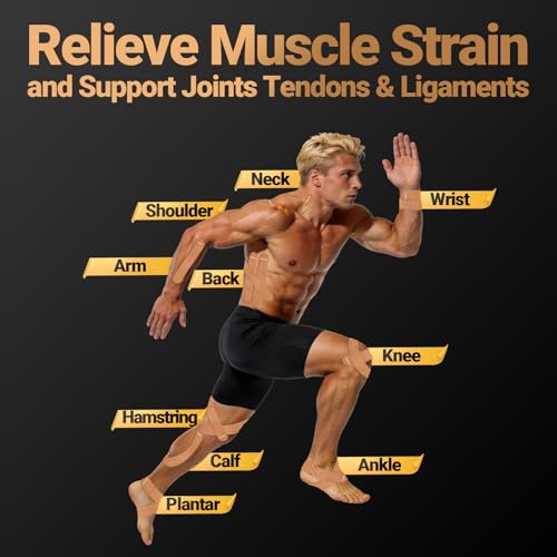 Kinesiology Tape, 2 Rolls, 40 Precut Strips, Waterproof, Beige - color: Beige