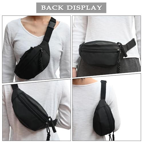 Fanny Pack for Kids, Adjustable Crossbody Waist Bag for Boys Girls, Black - color: Black