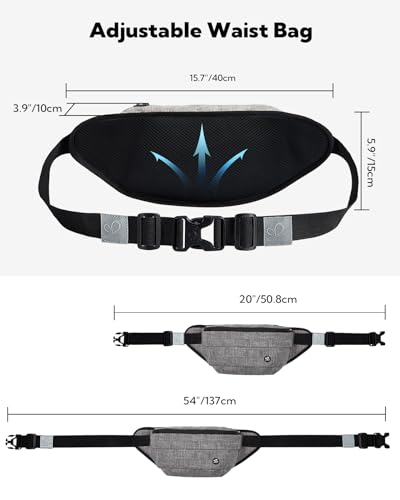 WATERFLY Fanny Pack Waist Bag: Large Crossbody Fannie Bum Belt Bag Hip Phanny Pack for Men Women Outdoor Sport Hiking Traveling Walking - color: Light Gray