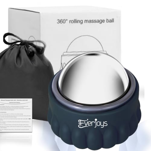 Massage Ice Roller Ball Cold & Heat Therapy Tissue Relief Muscle Recovery - color: Black and Gray