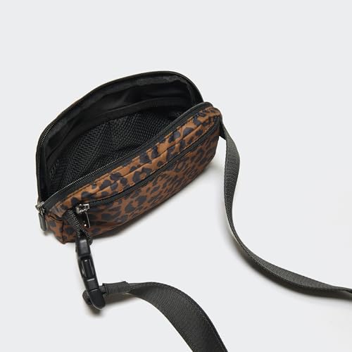 Pander Nylon Fanny Pack for Women, Two-Way Zipper Crossbody Bag - color: Midnight Leopard