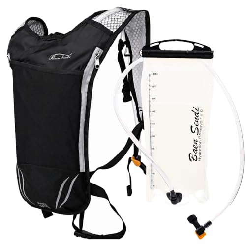 2 Pack Hydration Pack with 2L Backpack Water Bladder - Great for Outdoor Sports of Running Hiking Camping Cycling Skiing - color: Black with Grey Zipper (1 Pack)