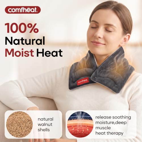 Microwave Heating Pad for Neck Pain Relief Moist Heat FSA Eligible - color: Gray-new