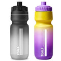 2 Pack Bike Water Bottle, Squeeze Water Bottle Leakproof BPA Free 24Oz - color: V-Black+Purple