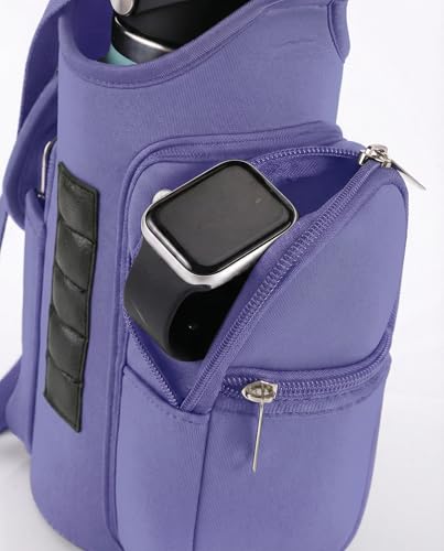 RICHEN Magnetic Gym Bag,Magnets Gym Water Bottle Bag Carrier Holder with Pockets & Strap Fit for 18 to 40 oz Owala Hydro Flask Yeti, Gym Accessories for Men Women,Walking, Hiking - color: Lavender