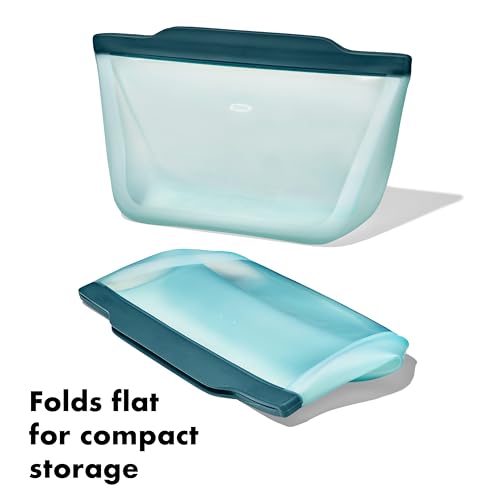 OXO Good Grips Silicone Reusable Bag - Stand-Up Half Gallon (64 oz), Lagoon - color: Lagoon, size: Stand-Up Half Gallon (64 oz)