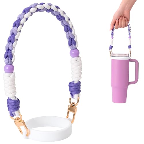Water Bottle Handle Strap Compatible with Owala Water Bottle - color: White purple