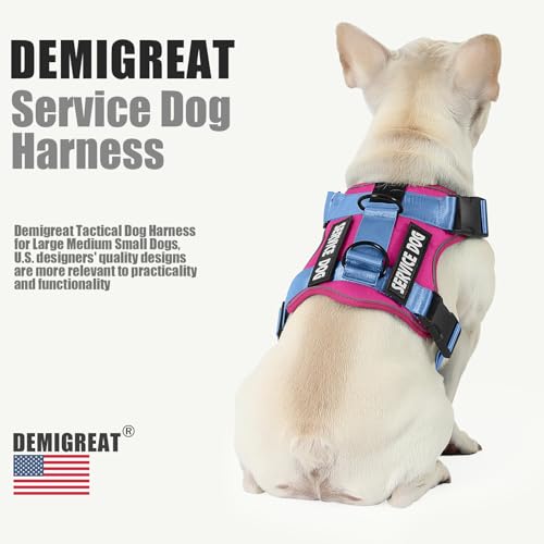 Service Dog Harness, Reflective Dog Vest Harness with 5 PCS Patches, Adjustable Soft Oxford Pet Harness, Inner Layer Mesh, Easy to Control - color: Alpenglowpink, size: X-Small (Pack of 1)