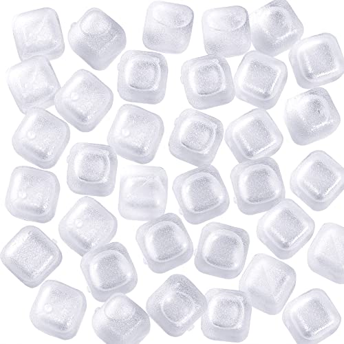 Reusable Ice Cubes for Drinks, 50 Pack Refreezable Plastic Ice Cubes BPA Free, Chills Drinks Without Diluting, Washable Fake Ice Cubes for Cocktails, Wine, Beer or Coffee Easy To Use - color: White-50Pack