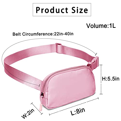 Amazerbst Fanny Pack, Everywhere Belt Bag,40 Inch Adjustable Strap for Women and Men,Waterproof - color: Pink