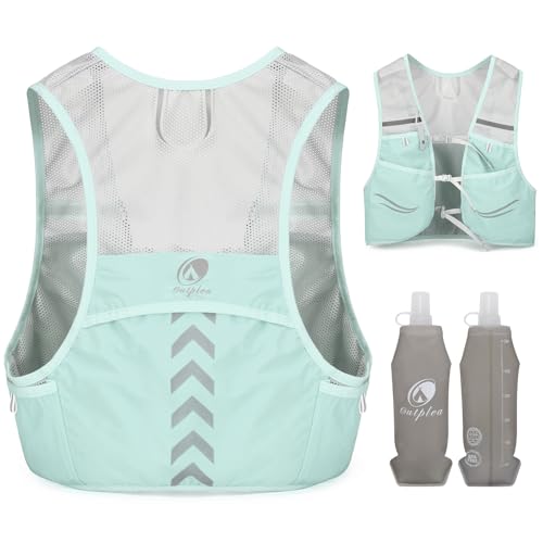 Hydration Running Vest with 2pcs 500ml/17oz Water Bottles, M/L - color: Green, size: M: 27.6" - 43.3"