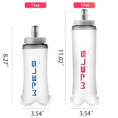 WRELS Soft Flasks Soft Running Water Flask Collapsible Soft Water Bottles Small BPA-Free for Sports Hiking Hydration Pack 500 ml/17oz，300 ml/10oz（500ml,red） - color: Red