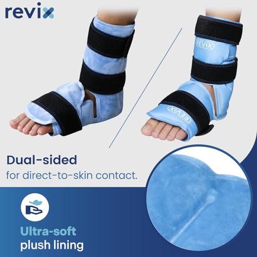 REVIX Shin Compression Sleeve for Shin Splints and Ankle Ice Pack Wrap for Foot Pain Relief